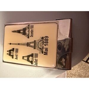 Vintage Eiffel Tower Compact Case Paris Souvenir Art Deco Style